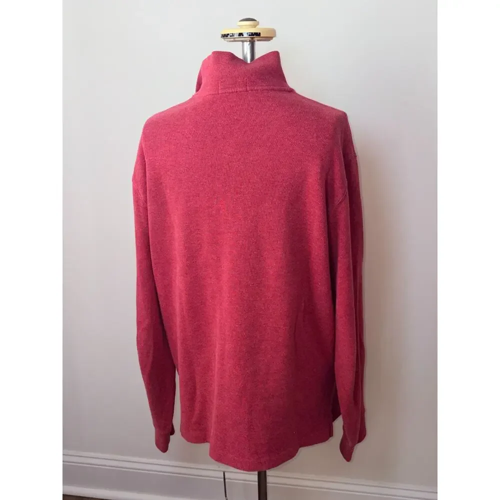 Polo Ralph Lauren Mens Red Heather 1/4 Quarter Zip Cotton Sweater Size L Pony